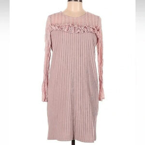 Anthropologie KAS New York Textured Ribbed Lace Dress Blush Pink Size M Medium